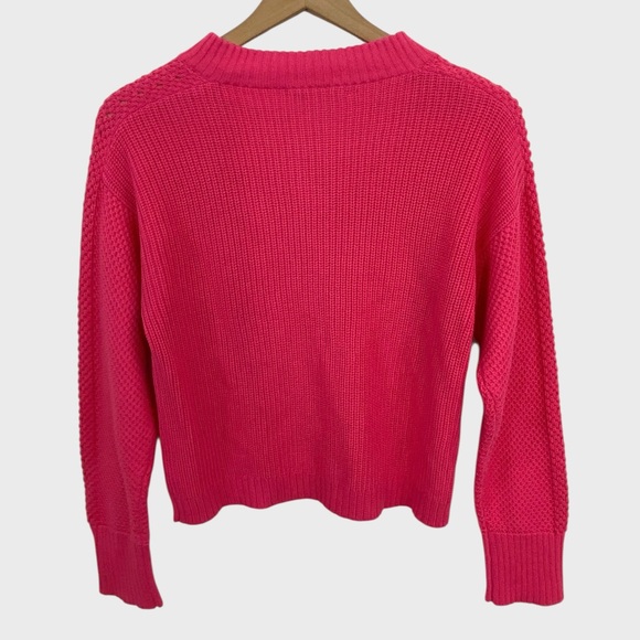 Alashan Hot Pink Cotton Cashmere Blend Button Front Cardigan Size Small - Picture 2 of 6